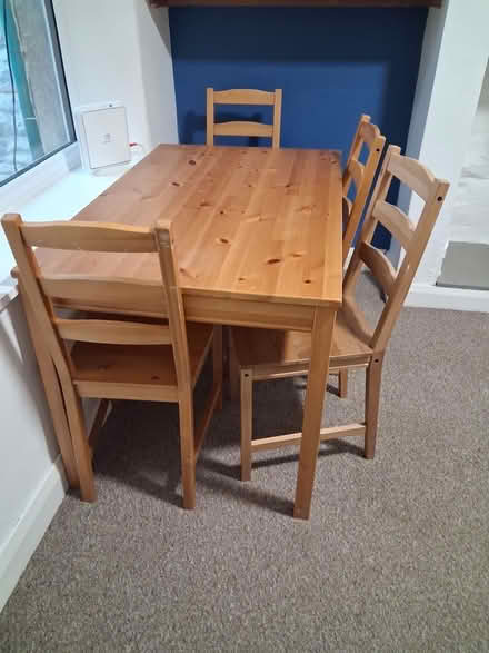 Photo of free IKEA wooden table, 4 chairs (Primrose LA1) #1