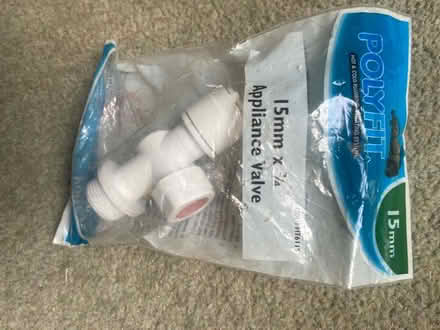 Photo of free 15mm x 3/4” appliance valve - white plastic (Fiveways BN1) #1