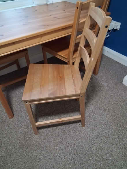 Photo of free IKEA wooden table, 4 chairs (Primrose LA1) #3