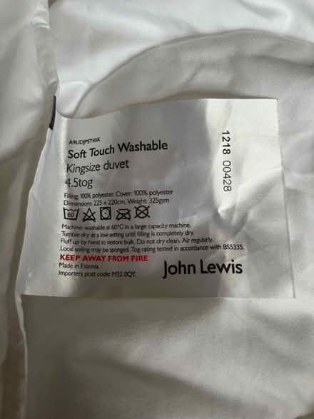 Photo of free King size Summer Duvet (Alverstoke PO12) #1
