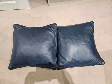 Photo of free 2 Blue Leather Cushions (Home AL1) #1