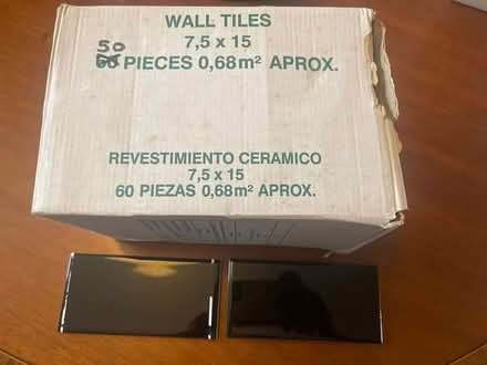 Photo of free Black gloss Wall tiles x50 15x7.5cm (Battersea SW8) #1