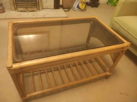 Photo of free Glass and wicker table (80x47x45cm) (Little Common, TN39) #1