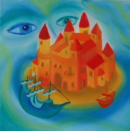 Photo of free One-off Print of an orignal oil painting - watched castle (Oakington CB24) #1