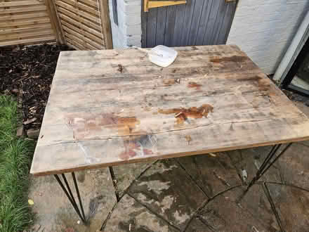 Photo of free Wooden table with hairpin legs (London SE17) #1