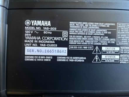 Photo of free Yamaha Sound Bar and sub woofer (Cleveland Park) #1