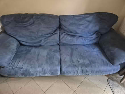 Photo of free Blue comfy 2 seater sofa (Hartham rd N7) #2