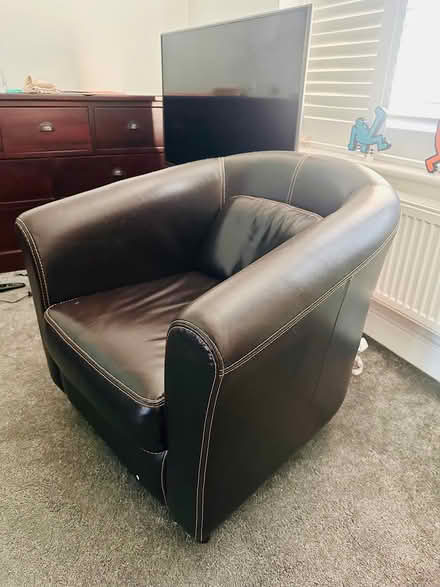 Photo of free Brown leather armchair (WD3) #2