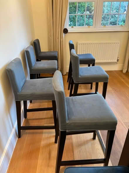 Photo of free 6x Blue Upholstered Bar Stools (Chelmsford CM1) #2