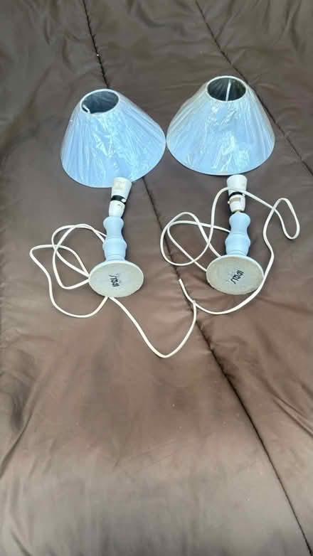 Photo of free Two baby blue lamps with New Shades (Chatham ME4) #2