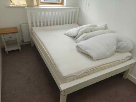 Photo of free Wooden double bed frame w/mattress (Bray, co. Wicklow) #1