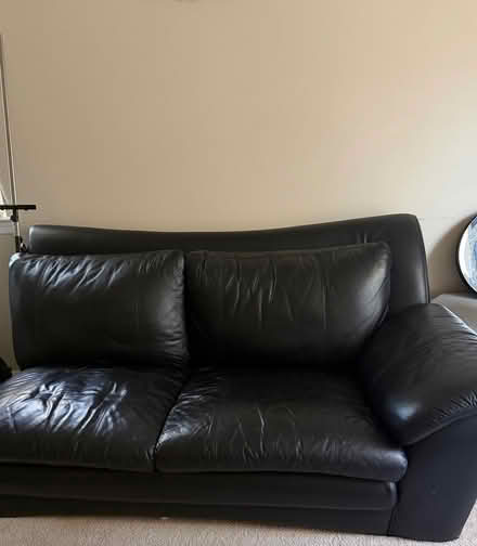 Photo of free Black Leather Couch (Glensford community) #1