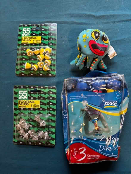 Photo of free Swimming toys, football studs & small kids knee & elbow pads (King's Lynn PE30) #1