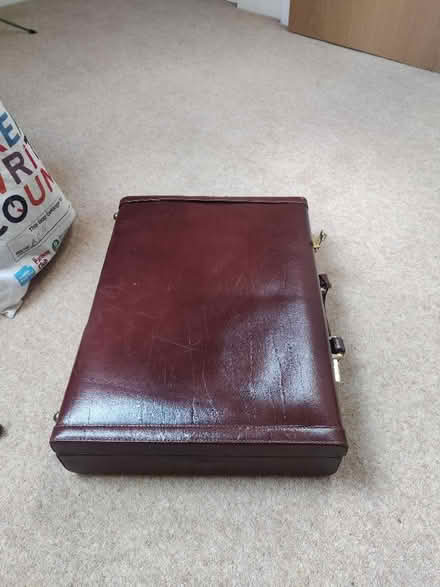Photo of free Red leather briefcase (Roseburn EH12) #2