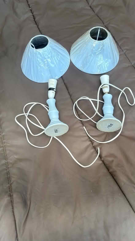 Photo of free Two baby blue lamps with New Shades (Chatham ME4) #1