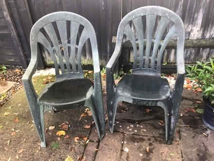 Photo of free 2 green plastic chairs (Letchworth SG6) #1