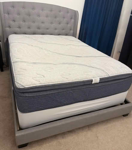Photo of free Queen bed frame, mattress/box spr (Crofton) #1