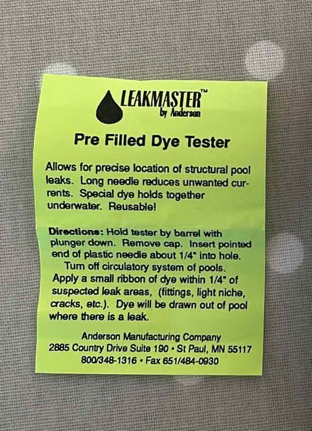 Photo of free Leak locating dye for swimming pools (The Highlands TN39) #2