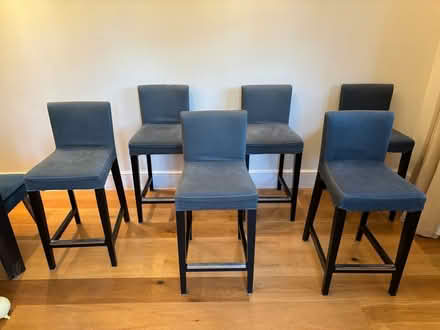 Photo of free 6x Blue Upholstered Bar Stools (Chelmsford CM1) #1