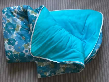 Photo of free Retro pattern nylon double bed size quilt, turquoise shades (Deanburn EH26) #3