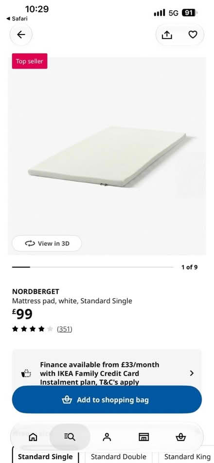 Photo of free White Mattress Pad, Single (ikea) (HA0) #1