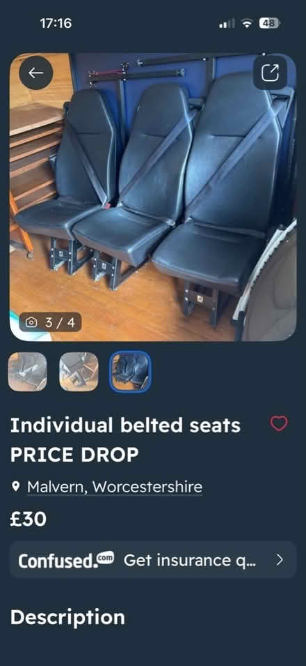Photo of free Van seats with three point belts (Barnard's Green WR14) #1
