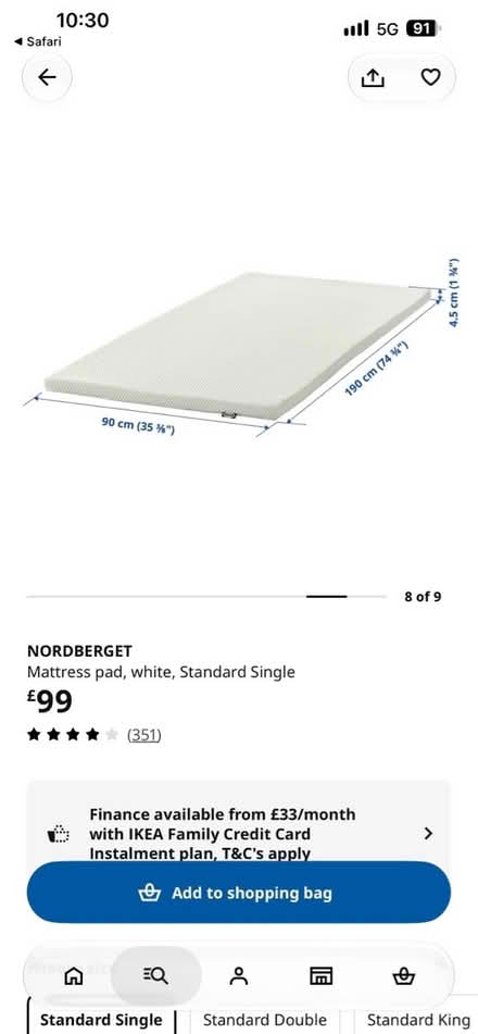 Photo of free White Mattress Pad, Single (ikea) (HA0) #2