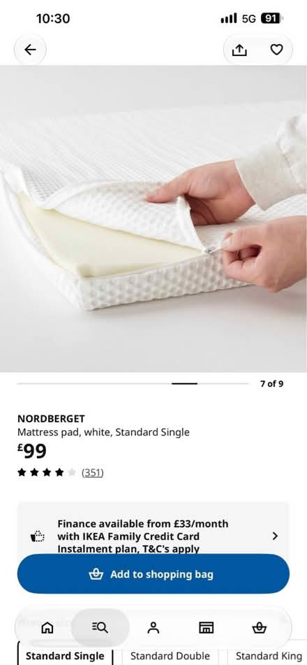 Photo of free White Mattress Pad, Single (ikea) (HA0) #3