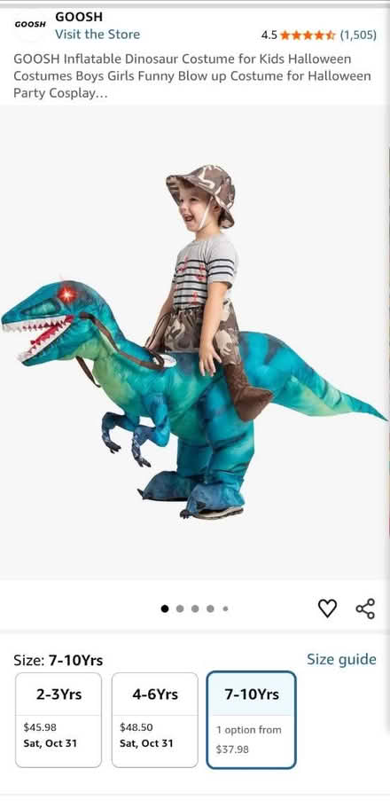 Photo of free Riding dinosaur costume, size 7-10 (Wash Hts/Inwood) #2