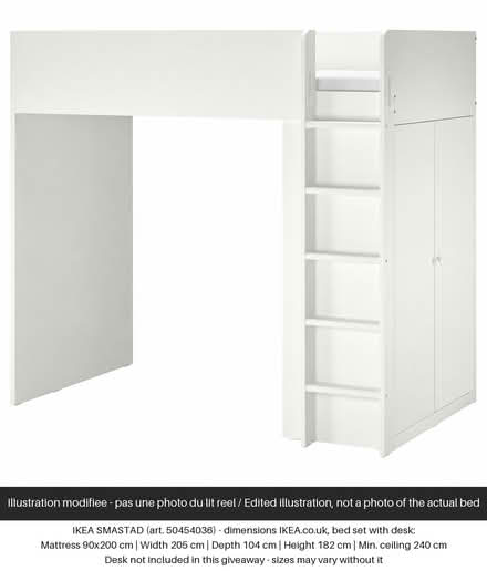 Photo of free IKEA SMÅSTAD loft bed, white (Walham Green SW6) #1