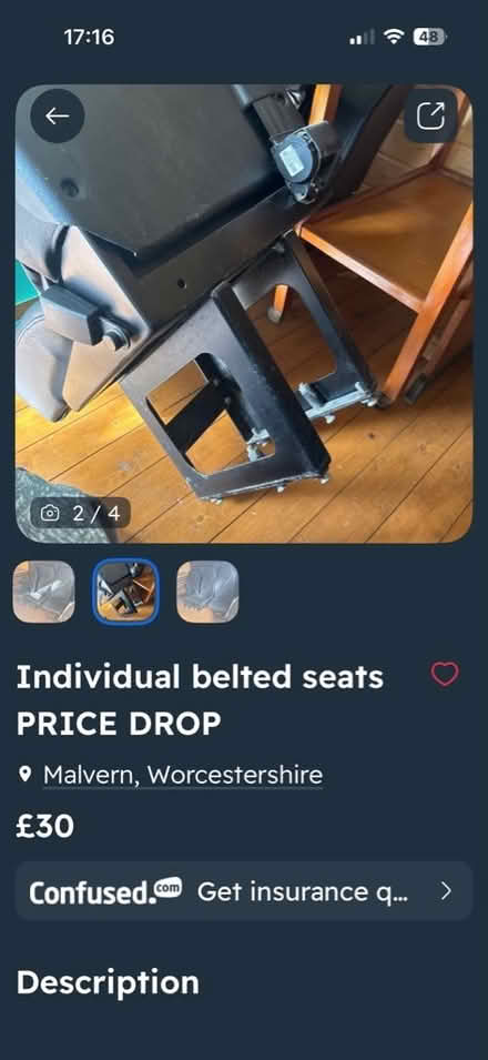 Photo of free Van seats with three point belts (Barnard's Green WR14) #2