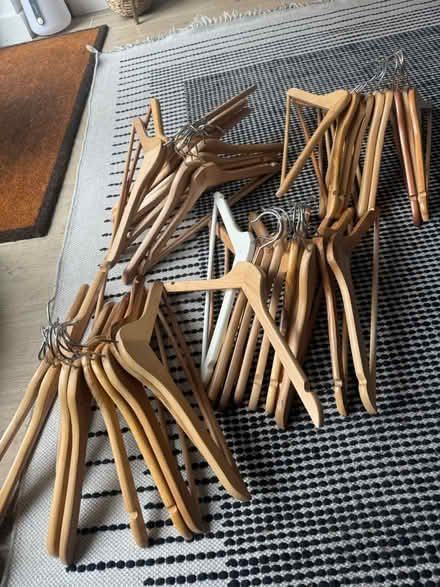Photo of free 40 wooden clothes hangers SW12 (SW12) #1