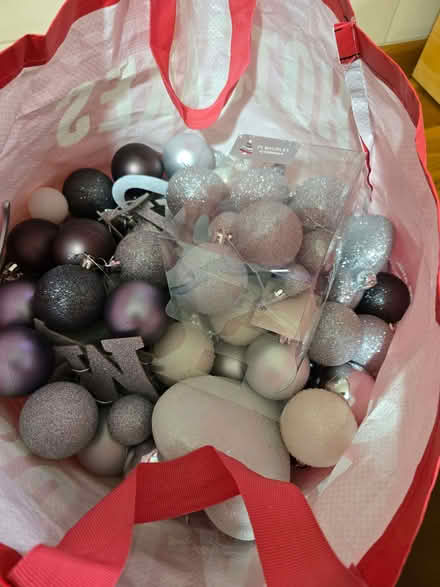 Photo of free Bag of Christmas Baubles, silver and grey (Lye Valley OX4) #1