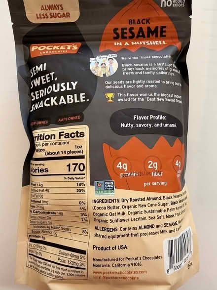 Photo of free Black sesame chocolate almonds (Sunnyvale (Wolfe)) #2