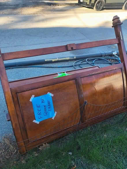 Photo of free Queen Sleigh Bed frame (288 Riverside DR Dedham, MA) #1