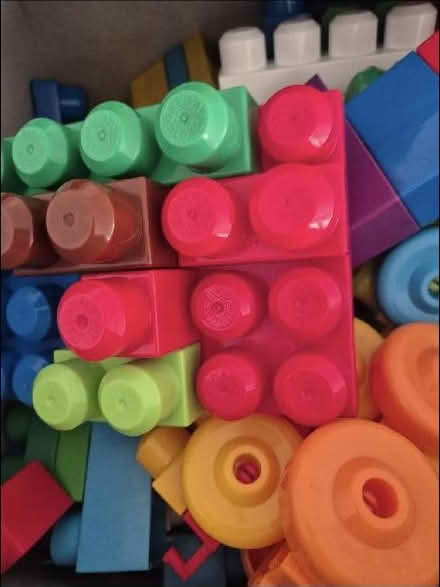 Photo of free Bin bag full mega blocks including 2 wheel parts and train f (Neston CH64) #1