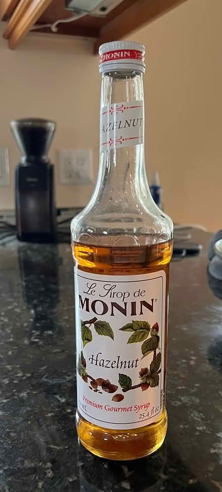 Photo of free hazelnut syrup, open / mostly full (North Boulder) #1