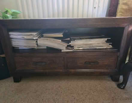 Photo of free Brown Mango Wood Storage Coffee Table 2 Drawers, Freestandin (Merton SW19) #2