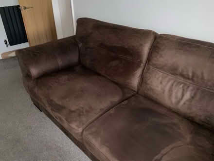 Photo of free Brown suede/leather 3 seater sofa (Streethay WS13) #4