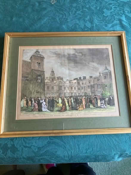 Photo of free Hand coloured scene of Hatfield house and a garden party (Pant SY10) #1