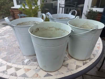 Photo of free Four metal flower pots (Lower Earley RG6) #1