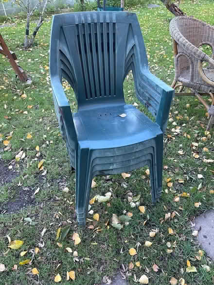Photo of free Four green plastic chairs (Malvern WR14) #1