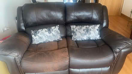 Photo of free Two-seater leather sofa, reclining (Bridgewater Centre, Arklow) #1