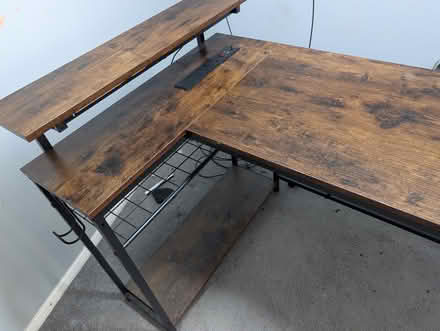 Photo of free L-shaped computer desk with shelves (Colchester CO1) #3