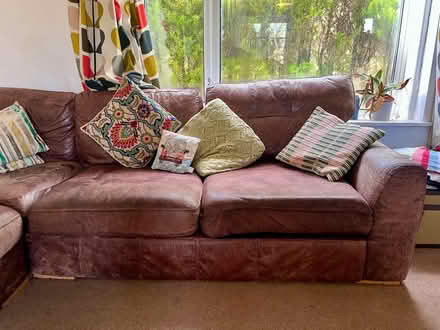 Photo of free Large brown leather corner sofa (Coldean BN1) #3
