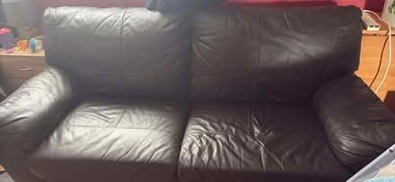 Photo of free 3 seater leather sofa - brown (Hillhouse ML3) #1