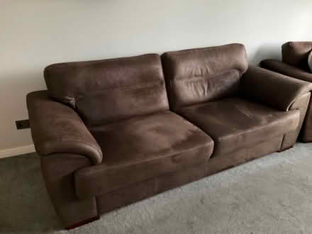Photo of free Brown Suede/Leather Sofa (Streethay WS13) #4