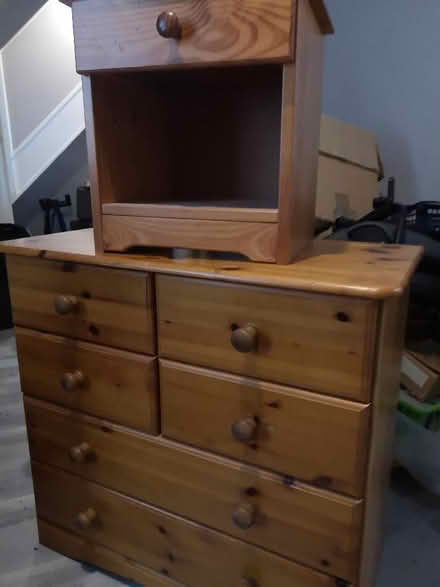 Photo of free Pine drawer chest & bedside cabinet. Good condition. (Bournes Green SS2) #2