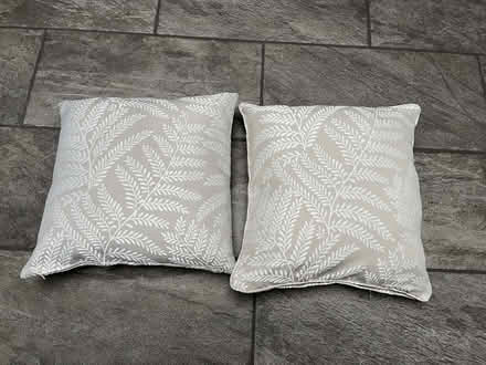 Photo of free Pair of Grey Fern Pattern Cushions – Good Condition (Hopeman IV30) #1