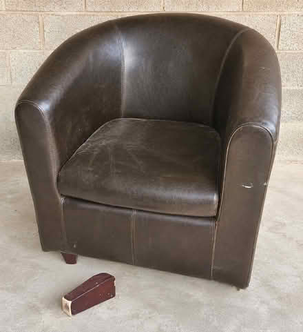 Photo of free Dark Brown Leather Tub Chair (Kingston KT1) #1